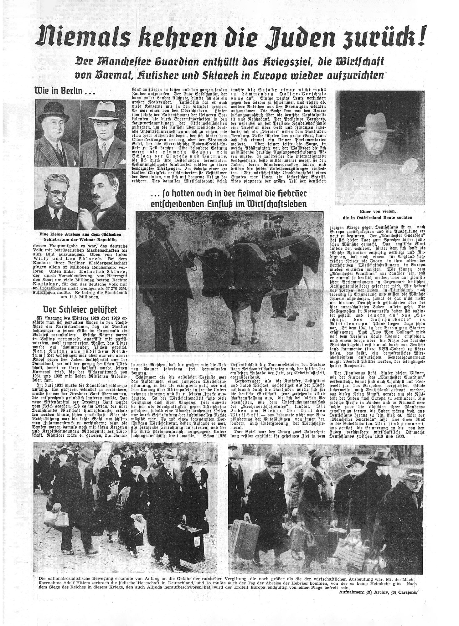 In der Ostfriesischen Tageszeitung wurde am 11. Februar 1942 – dreieinhalb Monate nach den Ereignissen der Vertreibung der letzten jüdischen Menschen aus Ostfriesland - berichtet. Der Beitrag wurde illustriert mit Fotos, die Menschen beim Verlassen des jüdischen Altenheims in Emden am 22./23. Oktober 1941 zeigen.