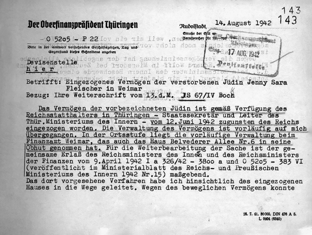 161 Landesarchiv Thüringen Hauptstaatsarchiv Weimar Stolperstein